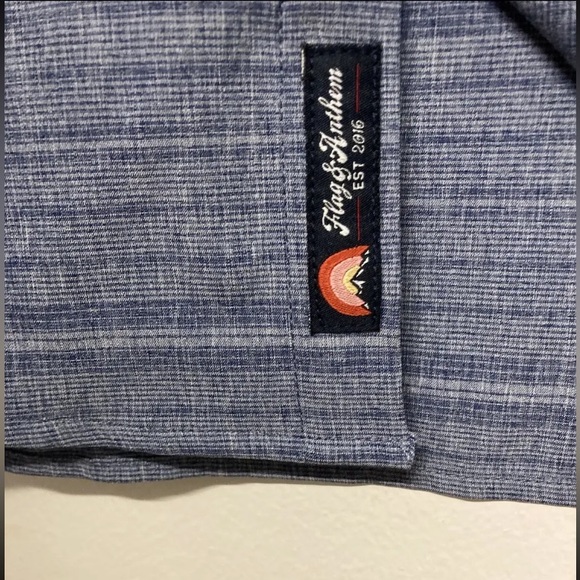 Flag & Anthem Mens Plaid Shirt Button Up Medium Blue Navy Stretch Lightweight - Picture 9 of 13